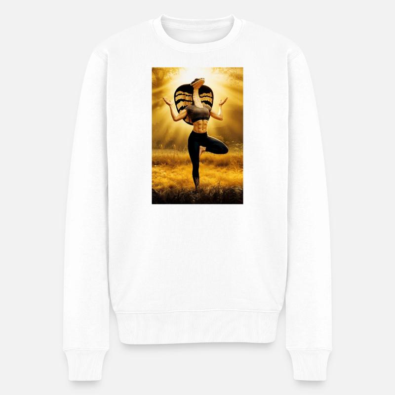 Cobra Humanoid Yoga - Männer Premium Bio Pullover - Weiß