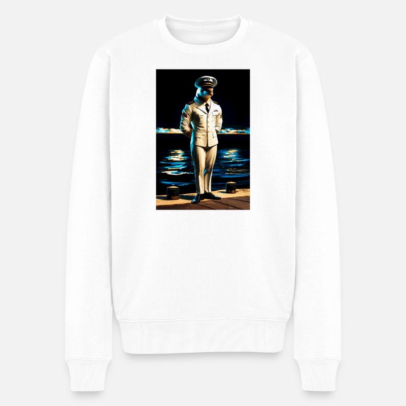 Mariner humanoider Delfin - Männer Premium Bio Pullover - Weiß