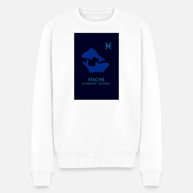 Fische Sternzeichen Design - Männer Premium Bio Pullover - Weiß