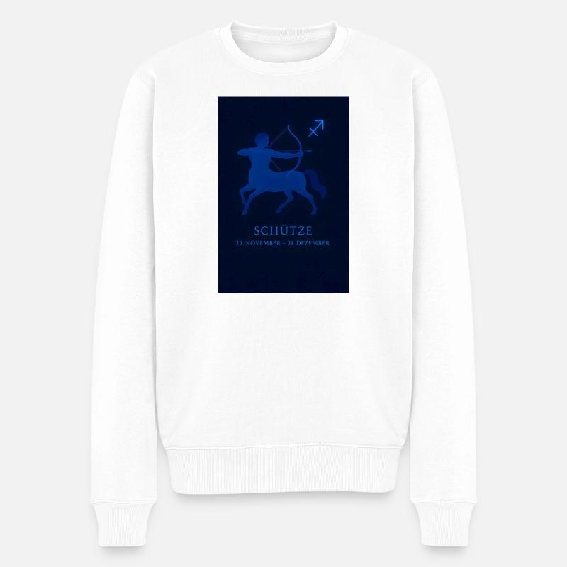 Sternzeichen Schütze mit Bogen & Sternbild - Männer Premium Bio Pullover - Weiß
