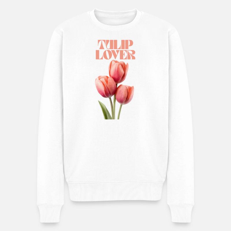 Tulip Lover Blumen Modedesign - Männer Premium Bio Pullover - Weiß