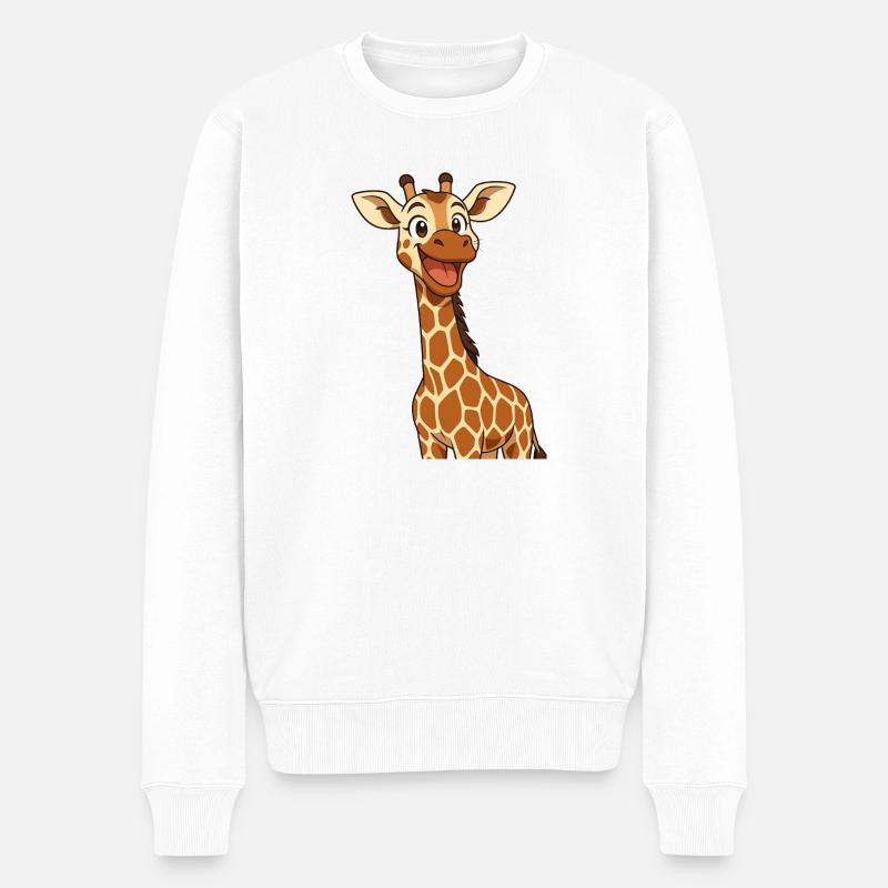 Girafe heureuse avec une expression souriante - Pull Premium bio Homme - blanc