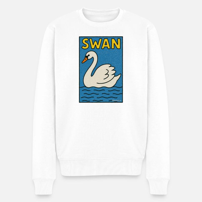 Elegante Schwan-Illustration - Männer Premium Bio Pullover - Weiß