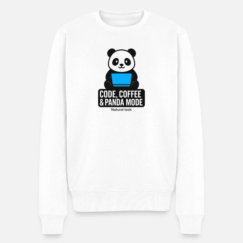 Code, Kaffee & Panda Style - Männer Premium Bio Pullover - Weiß