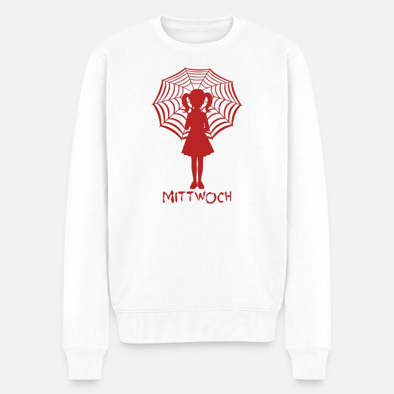 Mädchen mit Spinnennetz-Hintergrund - Männer Premium Bio Pullover - Weiß