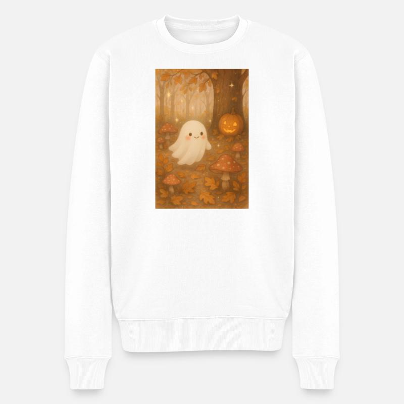 Cute Halloween Ghost - Männer Premium Bio Pullover - Weiß