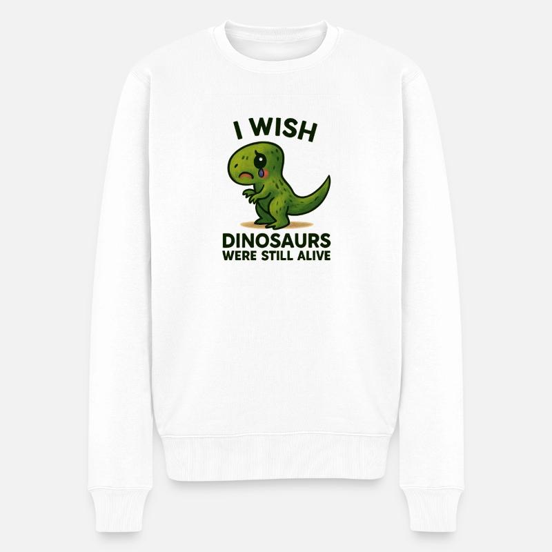 Ich wünschte, die Dinosaurier wären noch am Leben - Männer Premium Bio Pullover - Weiß