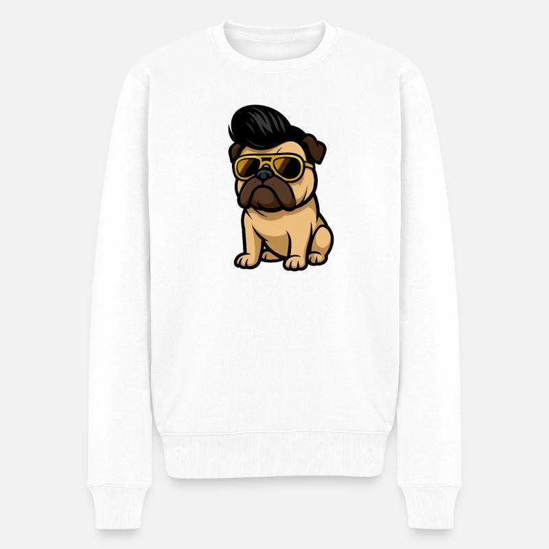 Cool Bulldog avec lunettes de soleil - Pull Premium bio Homme - blanc