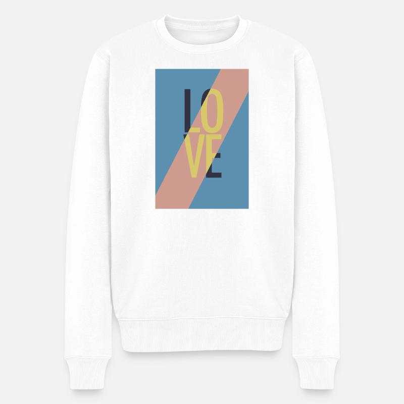 Message d’amour moderne avec design abstrait - Pull Premium bio Homme - blanc