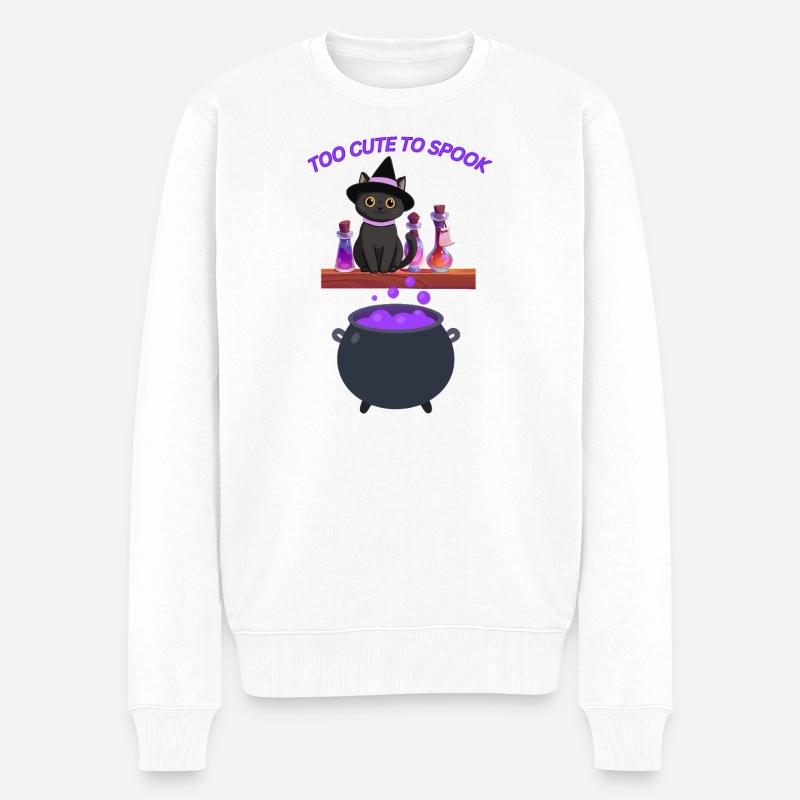 Süße Hexenkatze mit Zaubertrank - Männer Premium Bio Pullover - Weiß