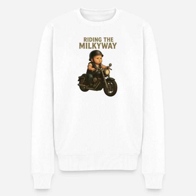 Milkyway Rider Baby - Männer Premium Bio Pullover - Weiß
