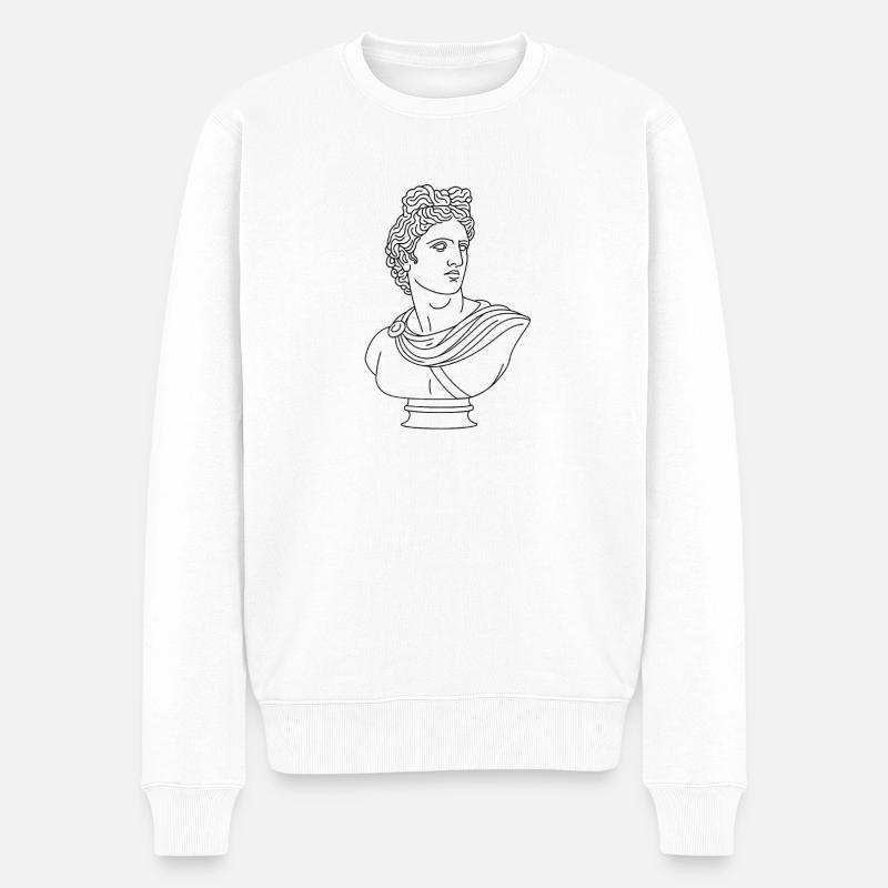 Stilisierte Apollo Büste | Minimalistische Illustration - Männer Premium Bio Pullover - Weiß