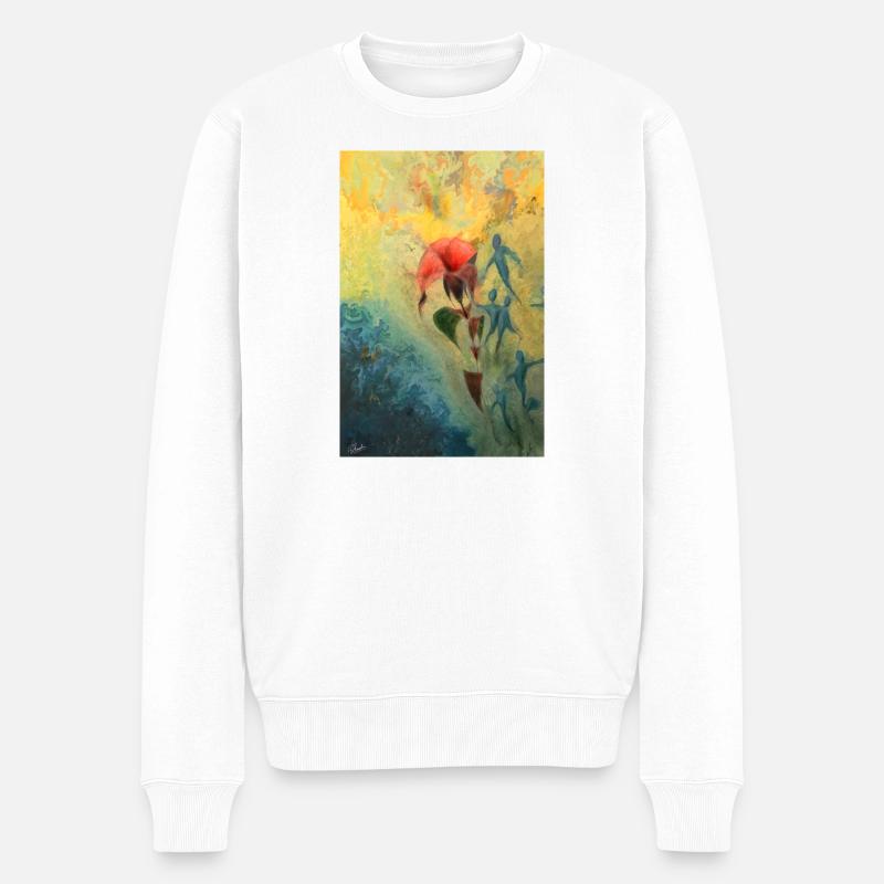 Abstrakte Blumenszene - Männer Premium Bio Pullover - Weiß