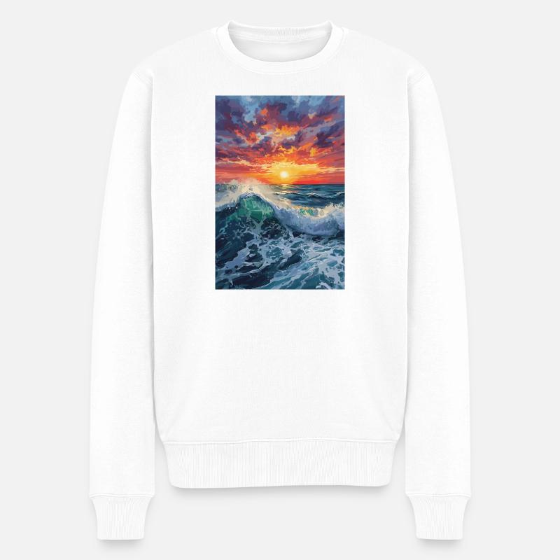 Coucher de soleil sur la mer - Pull Premium bio Homme - blanc