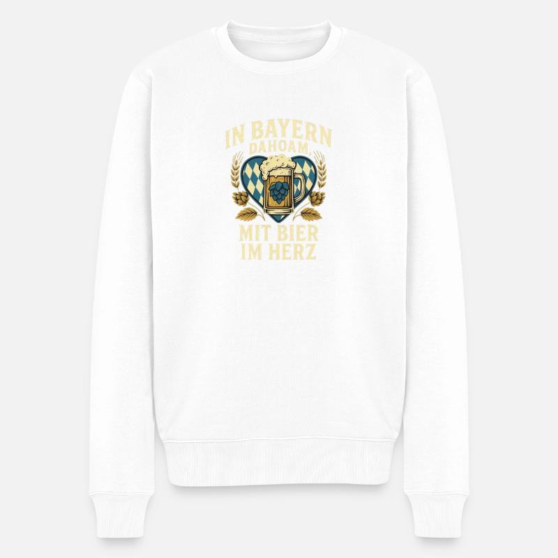 In Bayern dahoam – Bier im Herz - Männer Premium Bio Pullover - Weiß