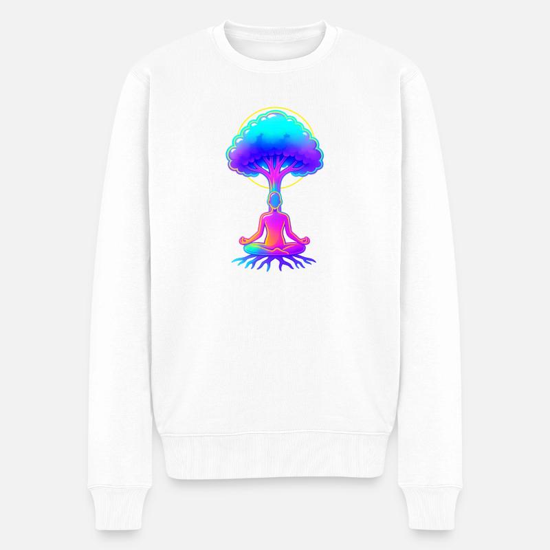 Néon Arbre de Méditation - Pull Premium bio Homme - blanc