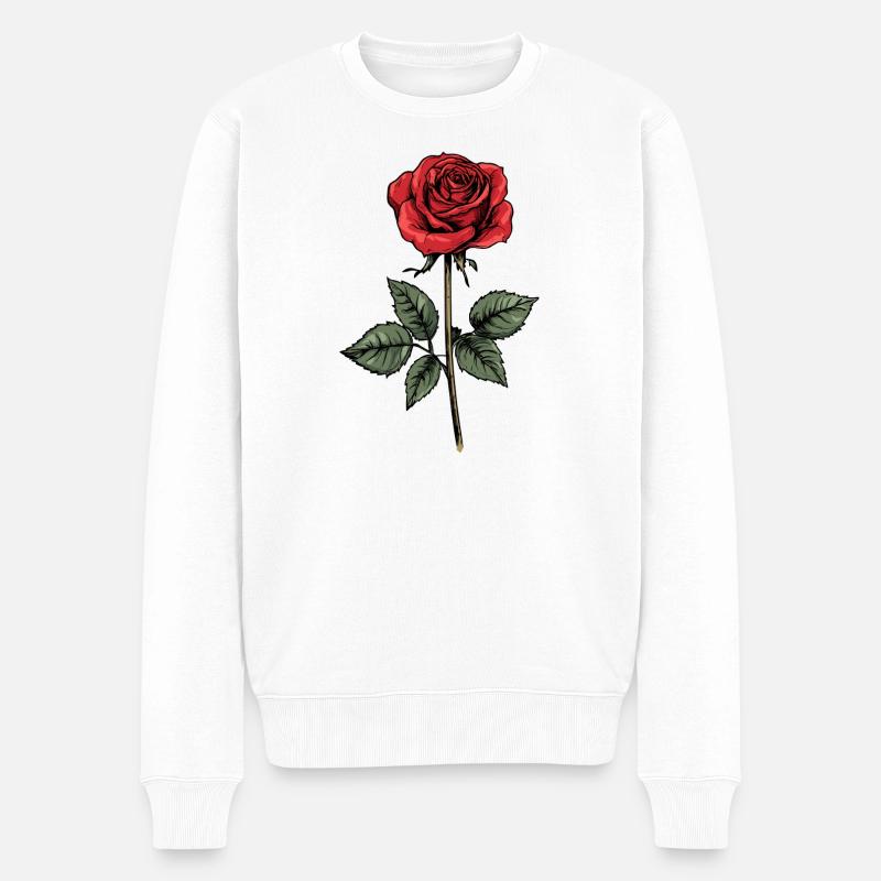 Graphique d’illustration de rose rouge - Pull Premium bio Homme - blanc