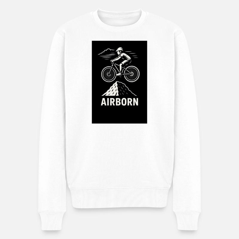 Airborn MTB Peak Jump - Männer Premium Bio Pullover - Weiß