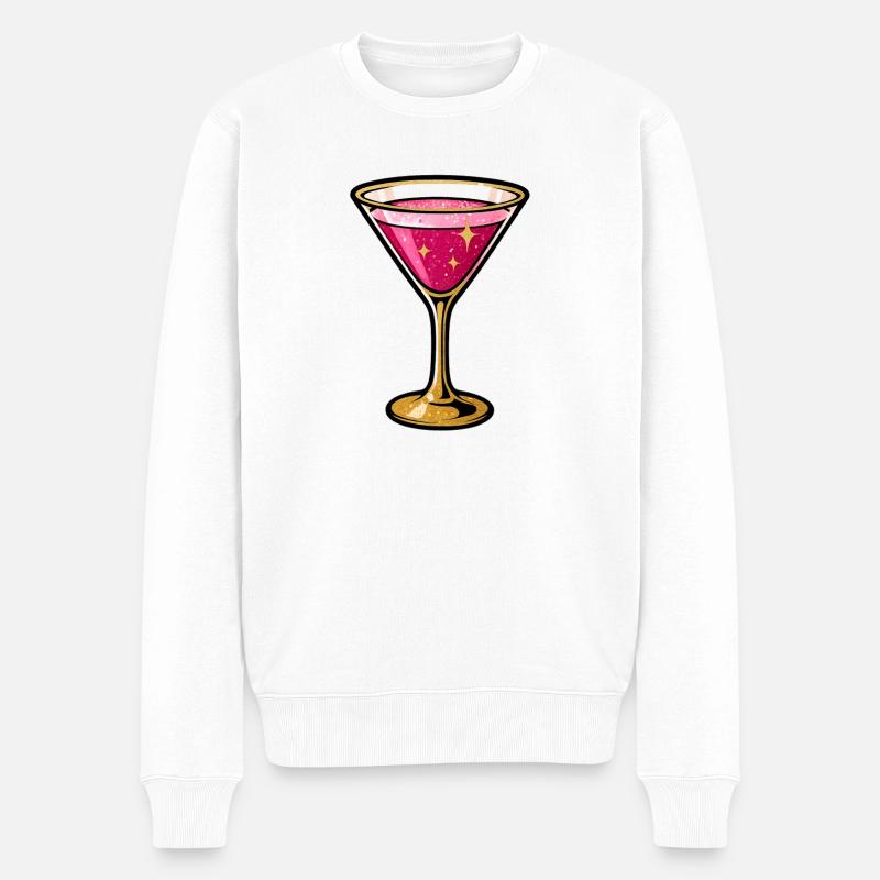 Glitzer Pink Cocktailglas Illustration - Männer Premium Bio Pullover - Weiß