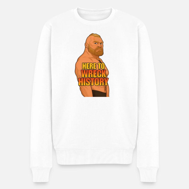 Hier, um die Geschichte zu zerstören - Männer Premium Bio Pullover - Weiß