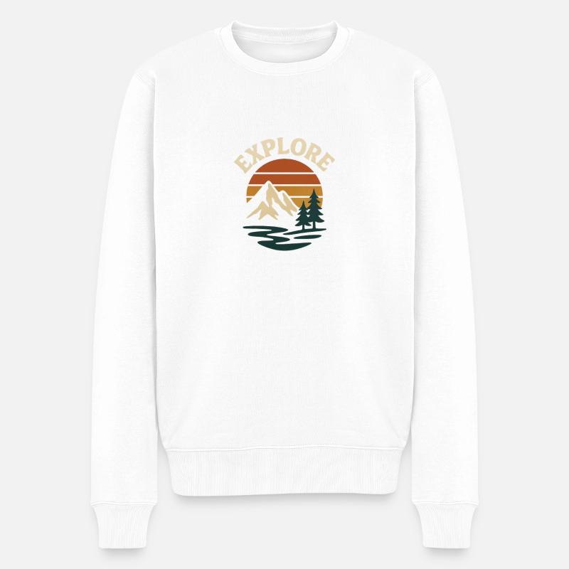 Explorez le coucher du soleil - Pull Premium bio Homme - blanc