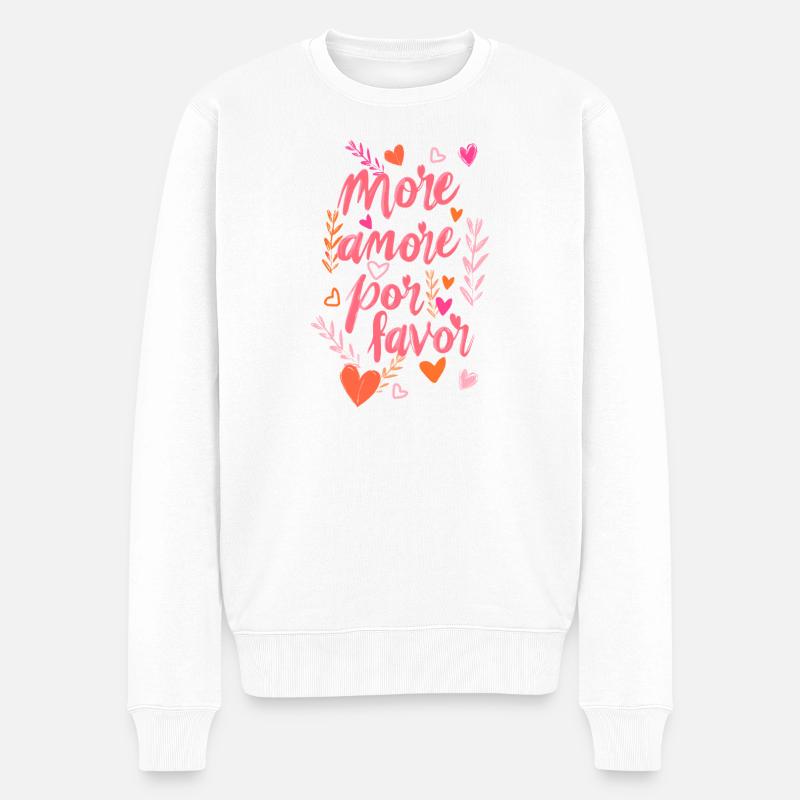 more amore por favor - Männer Premium Bio Pullover - Weiß