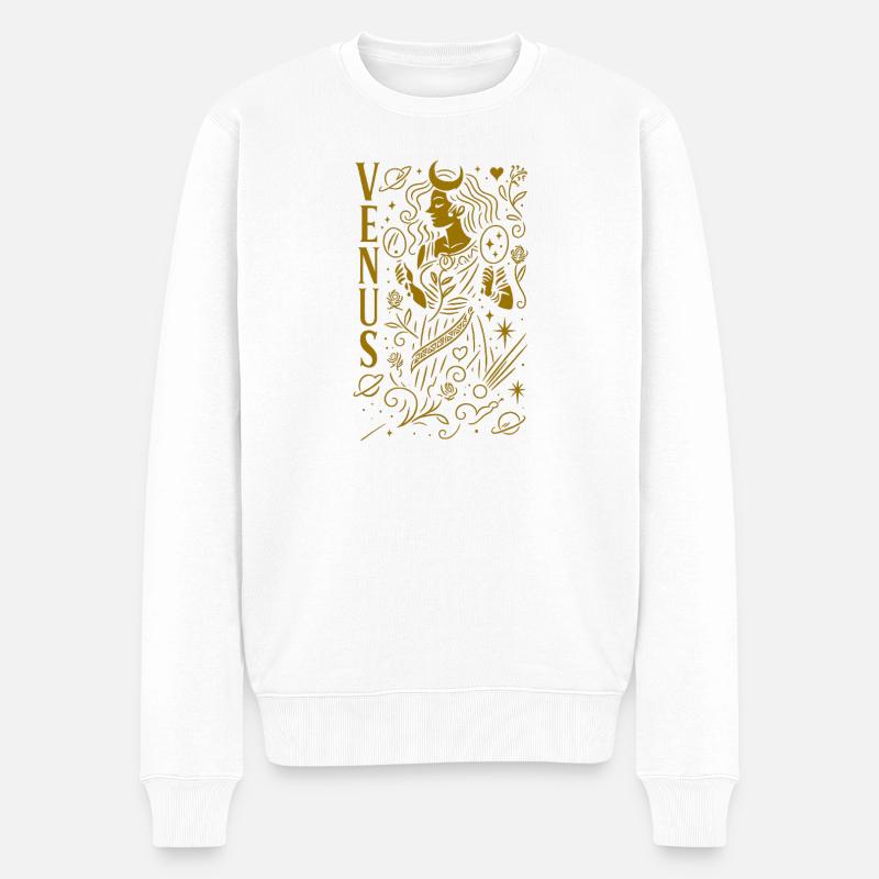 Venus Himmlische Linie Kunst Göttin - Männer Premium Bio Pullover - Weiß