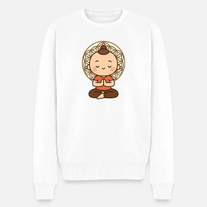 Méditation devant la Fleur de Vie - Pull Premium bio Homme - blanc