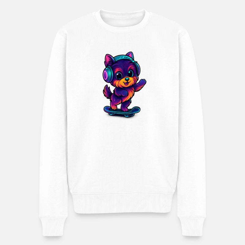 Yorkshire Terrier Hund  - Männer Premium Bio Pullover - Weiß