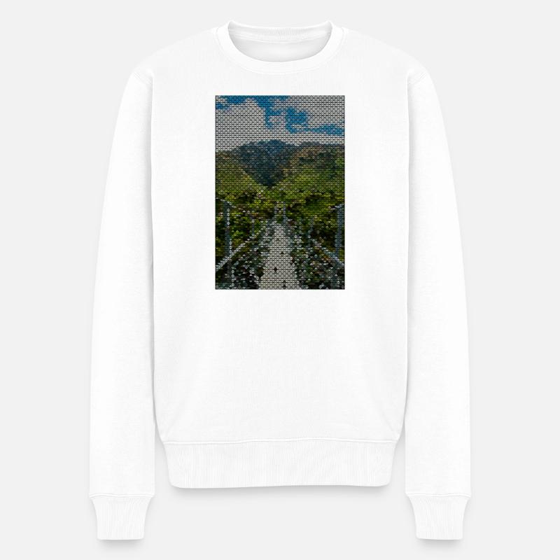 Geometrischer Landschaftspfad - Männer Premium Bio Pullover - Weiß