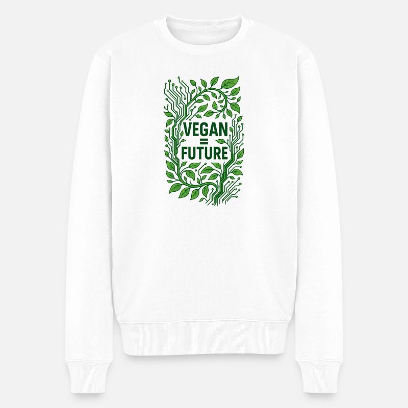 Vegan Future Grüne Tech Vision - Männer Premium Bio Pullover - Weiß