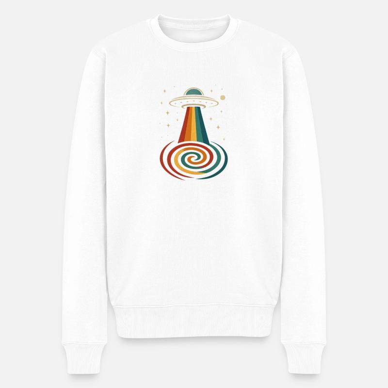UFO Rainbow Beam - Männer Premium Bio Pullover - Weiß