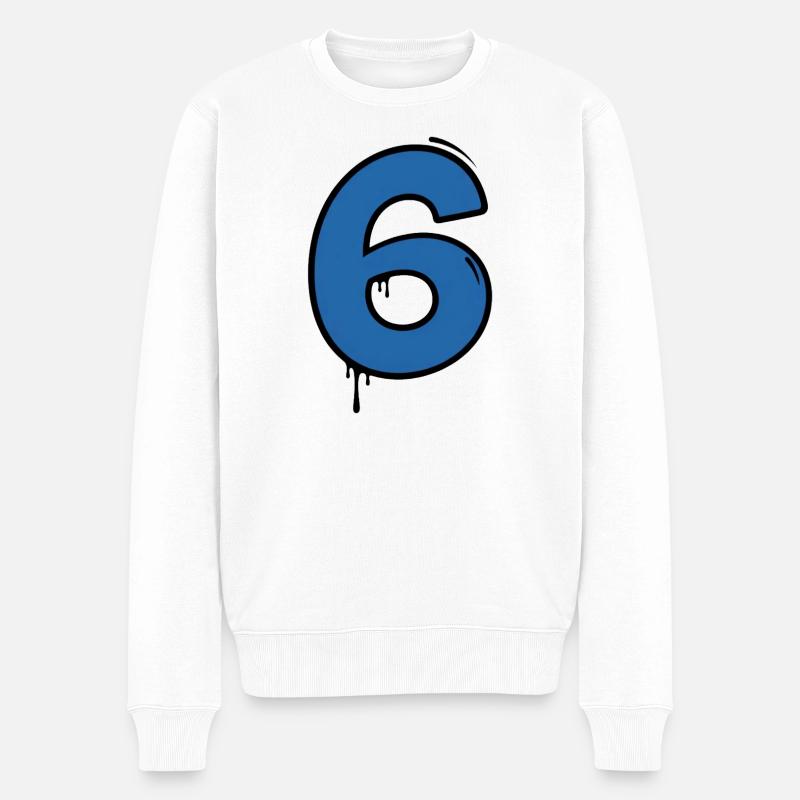 Graffiti Digit 6 Bleu - Pull Premium bio Homme - blanc