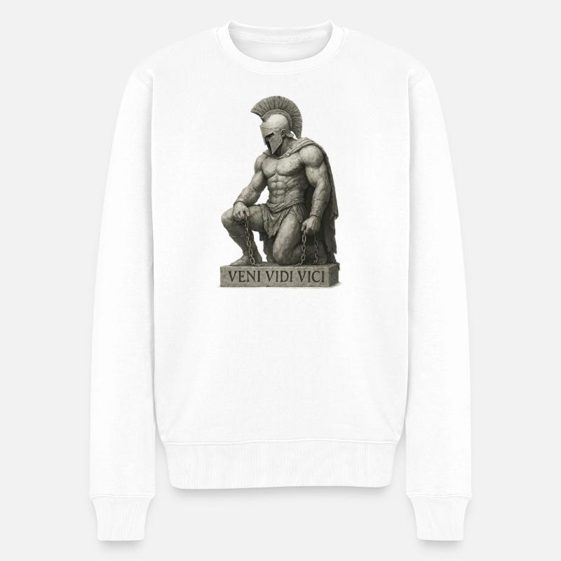 Römischer Krieger Gladiator - Männer Premium Bio Pullover - Weiß