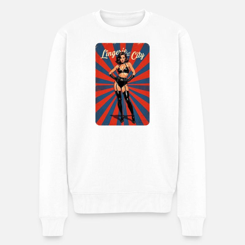 T-Shirts, Pin-up-Dessous und die Stadt - Männer Premium Bio Pullover - Weiß