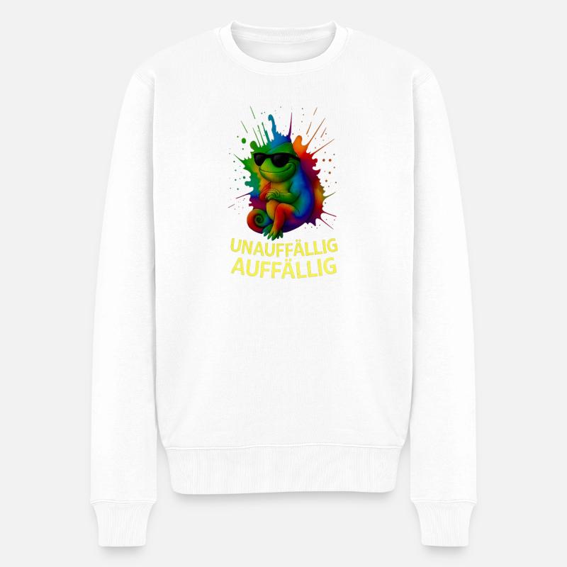 Caméléon arc-en-ciel avec style - Pull Premium bio Homme - blanc