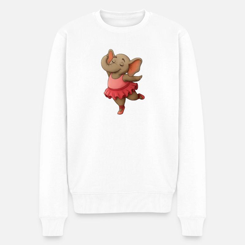 Tanzender Elefant im Tutu - Männer Premium Bio Pullover - Weiß