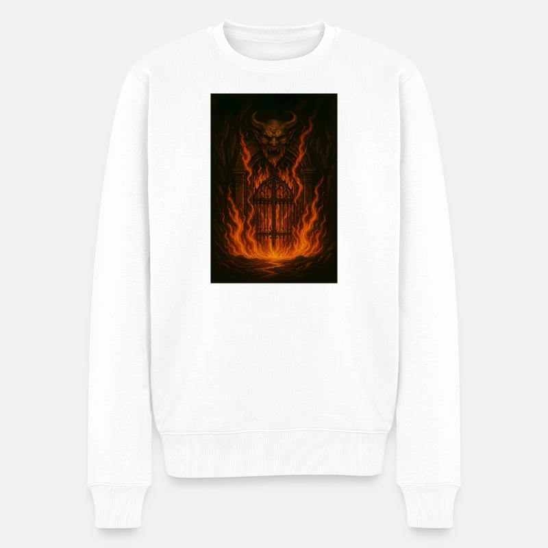Feuerpforte Dämonengestalt - Männer Premium Bio Pullover - Weiß