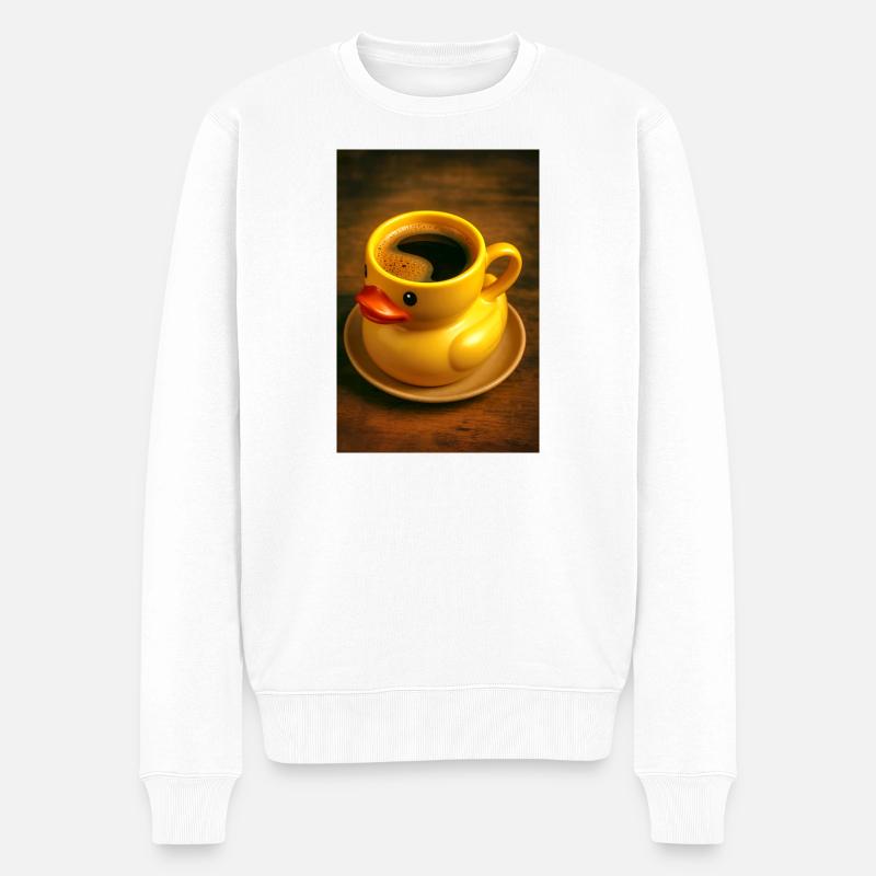 Badeente als Kaffeetasse - Männer Premium Bio Pullover - Weiß