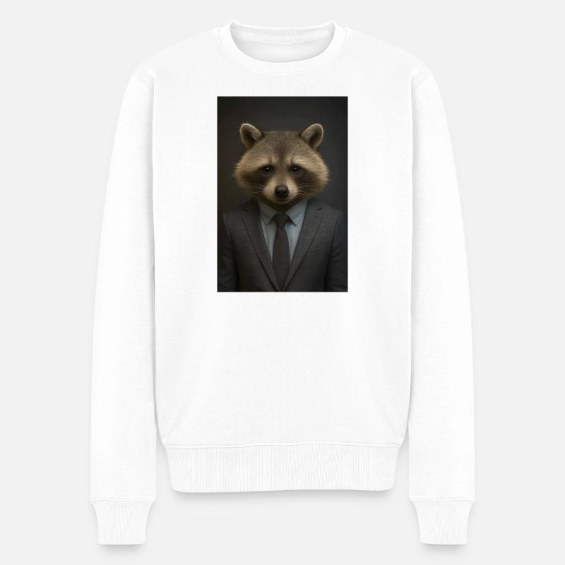 Waschbär im Anzug – Geschäftsstil - Männer Premium Bio Pullover - Weiß
