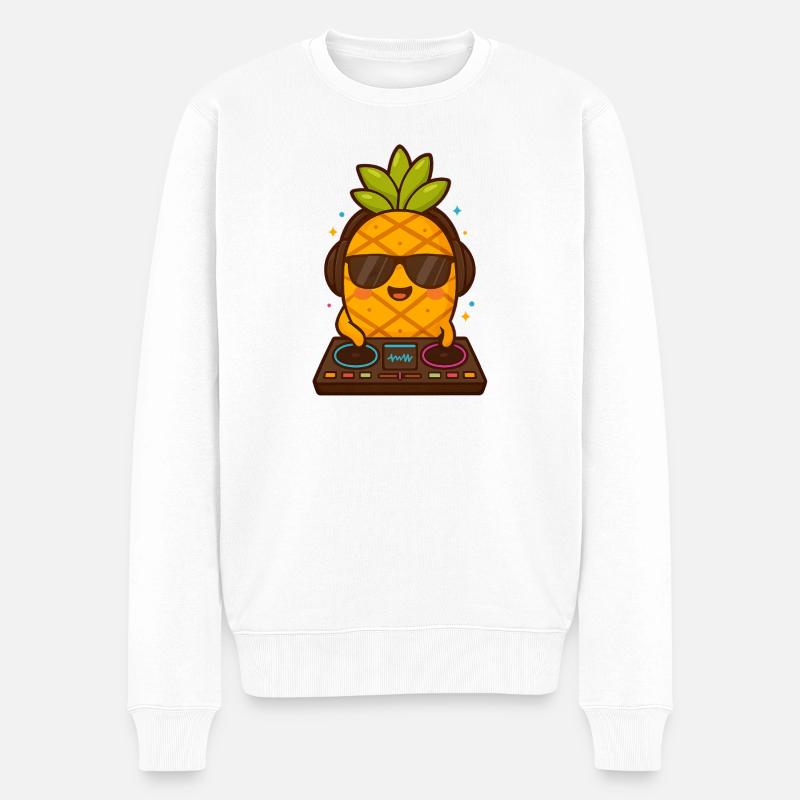 Pineapple DJ mit Sonnenbrille - Männer Premium Bio Pullover - Weiß