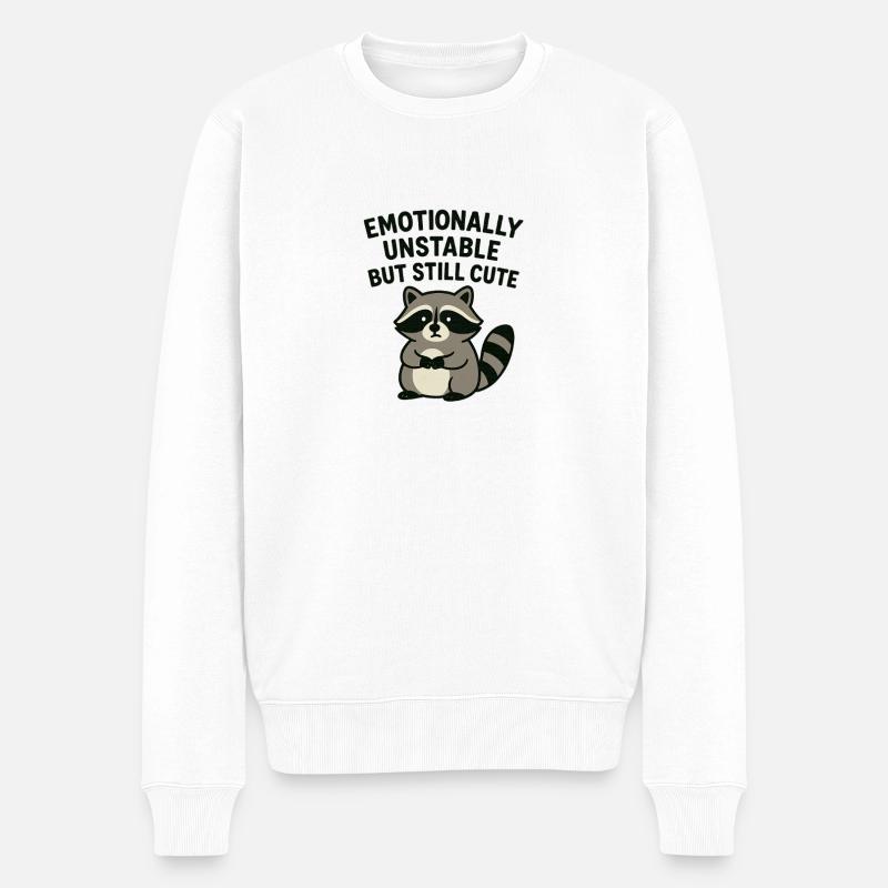 Émotionnel raton laveur mignon chaotique drôle - Pull Premium bio Homme - blanc