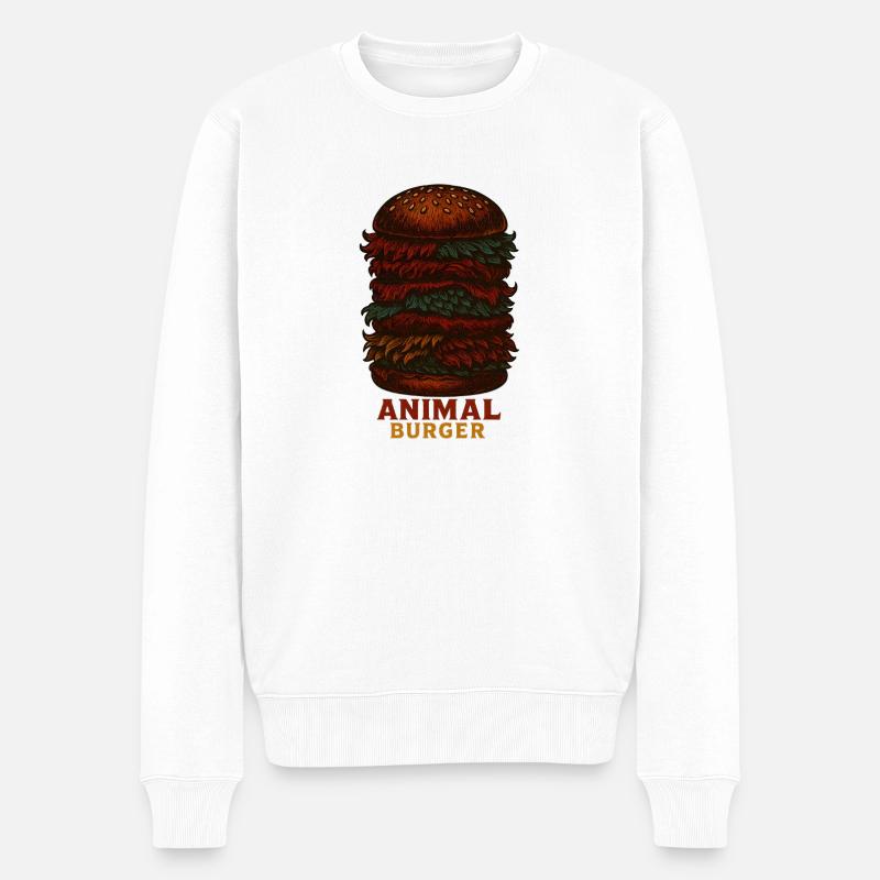 Animal_BRGR - Männer Premium Bio Pullover - Weiß