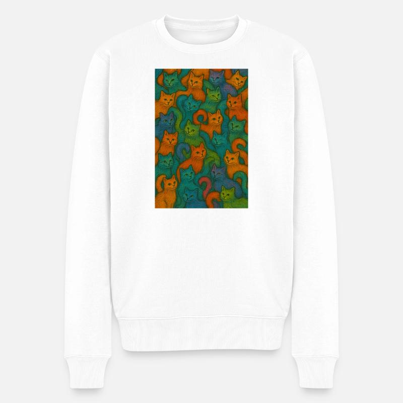 Katzen - Männer Premium Bio Pullover - Weiß