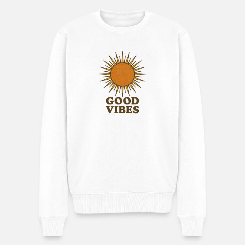 Strahlende Sonne - Gute Stimmung - Männer Premium Bio Pullover - Weiß