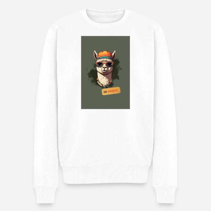 No Drama Llama – Style rétro cool - Pull Premium bio Homme - blanc