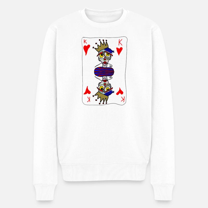 KartenKönig Doppelbild Stil - Männer Premium Bio Pullover - Weiß