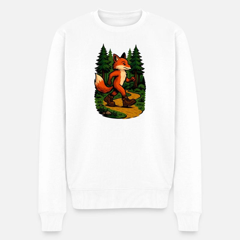 Renard errant dans la forêt - Pull Premium bio Homme - blanc