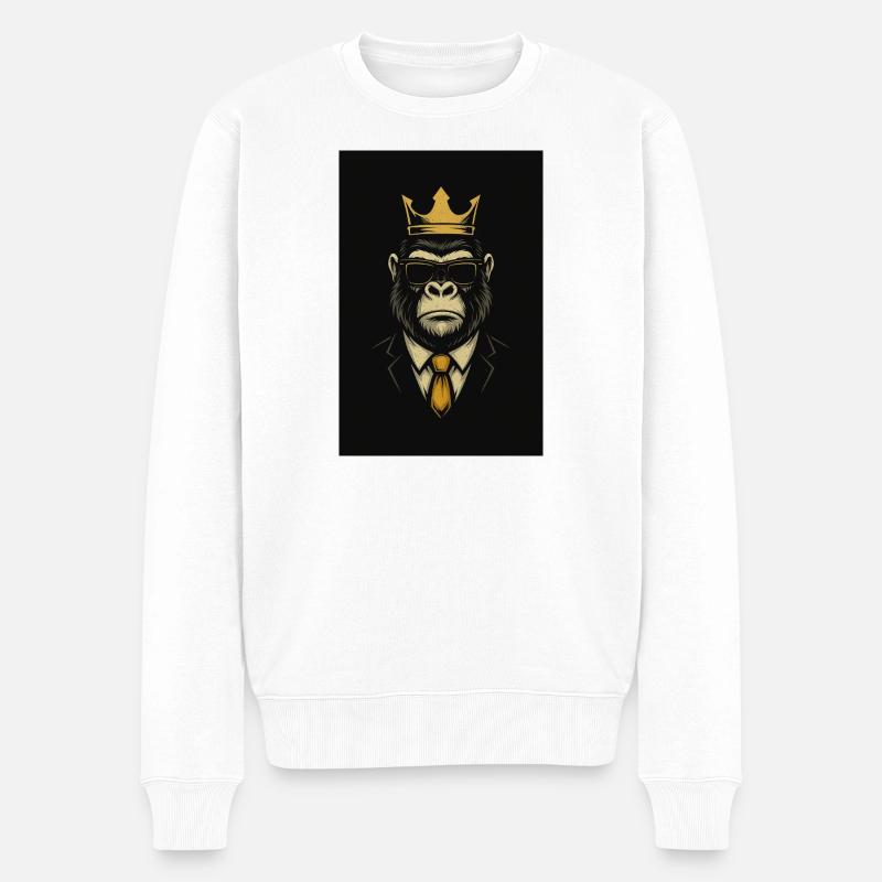 König der Straßenaffen - Männer Premium Bio Pullover - Weiß