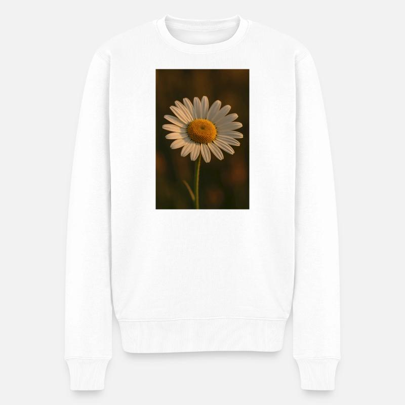 Natur - Blumen - Gänseblümchen - Männer Premium Bio Pullover - Weiß